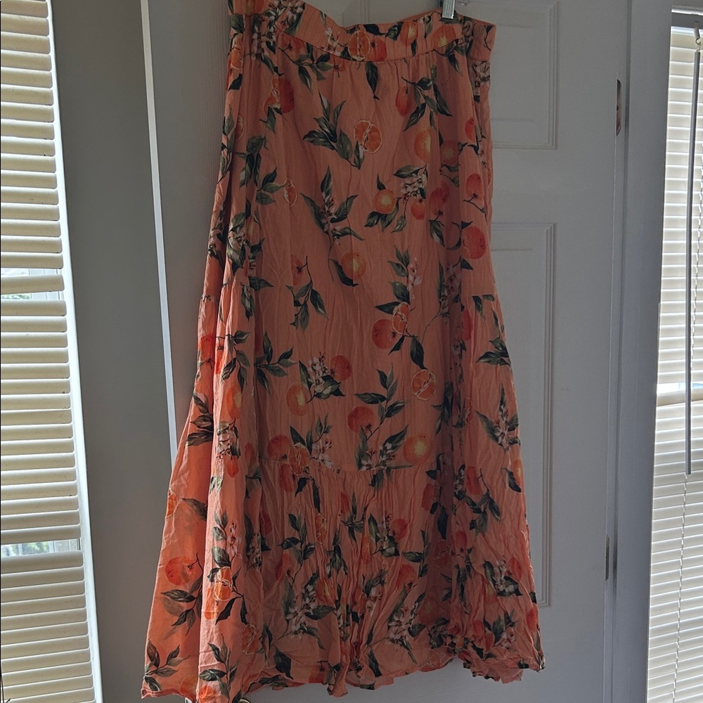 Loft Peach Floral Maxi Skirt